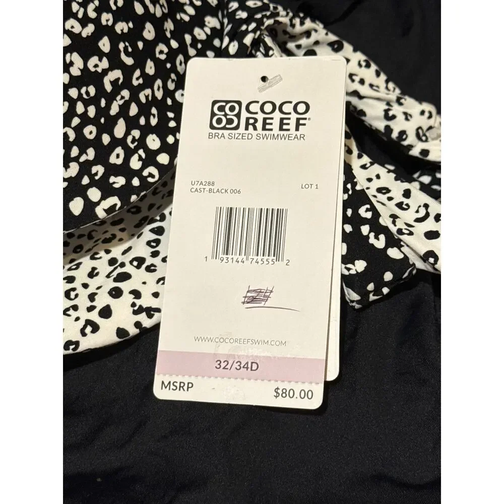 Coco Reef Island Cheetah Verso Twist Reversible UW Bikini Top 32/34D NWT